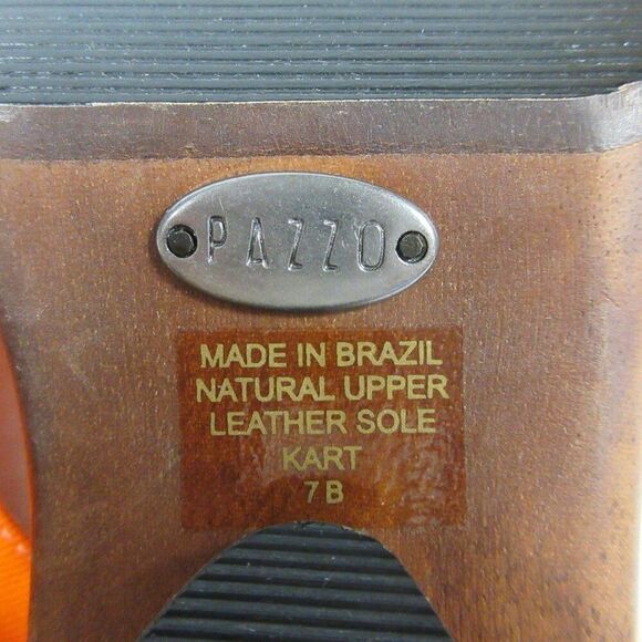 PAZZO Chunky Wood Platform Y2K Slide Sandals Sz 7 Orange Fabric Shoes VINTAGE 90 - Picture 9 of 14